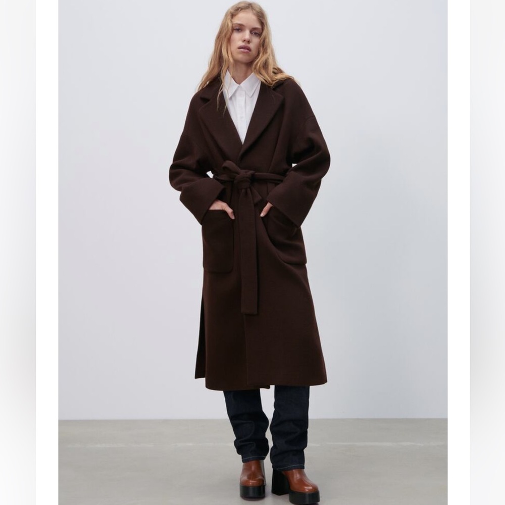 Zara oversized long vented Manteco wool coat